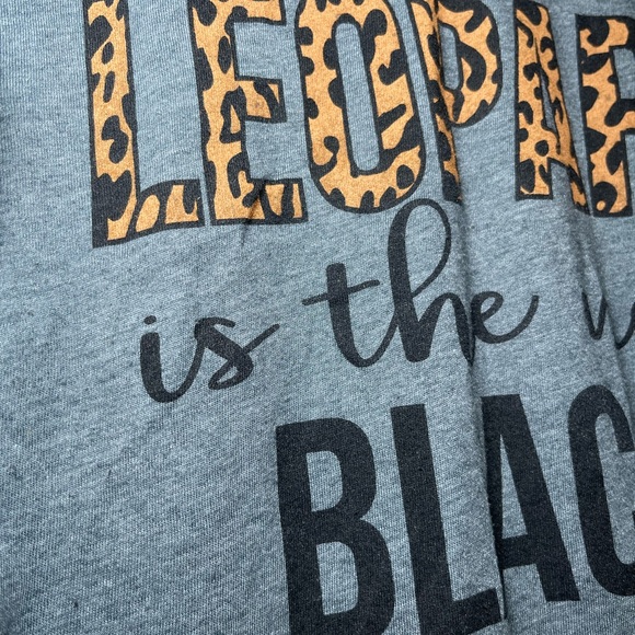 Tultex Grey V-Neck Women’s Shirt with Leopard Print Graphic - Picture 5 of 8